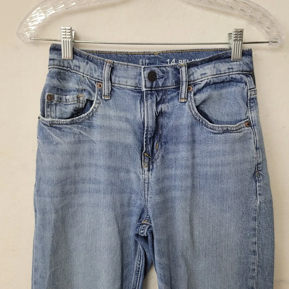 Gap Relaxed Taper Jeans Kids Size‎ 14 Blue Medium Wash High Rise Denim 733592